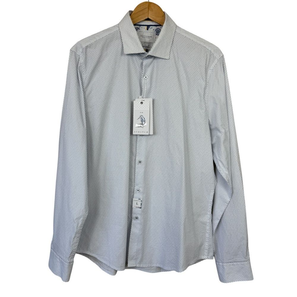 NWT Cactus Man Ricky Singh Men's White Long Sleeve Button Casual Down Shirt Sz L
